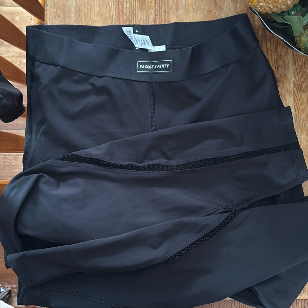 Savage X Fenty Leggings Mesh Accents Black 1X